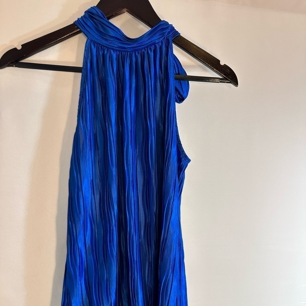 Heart Soul Womens Blouse Size M Sleeveless Halter Tie Bow Neckline Royal Blue - Picture 6 of 13